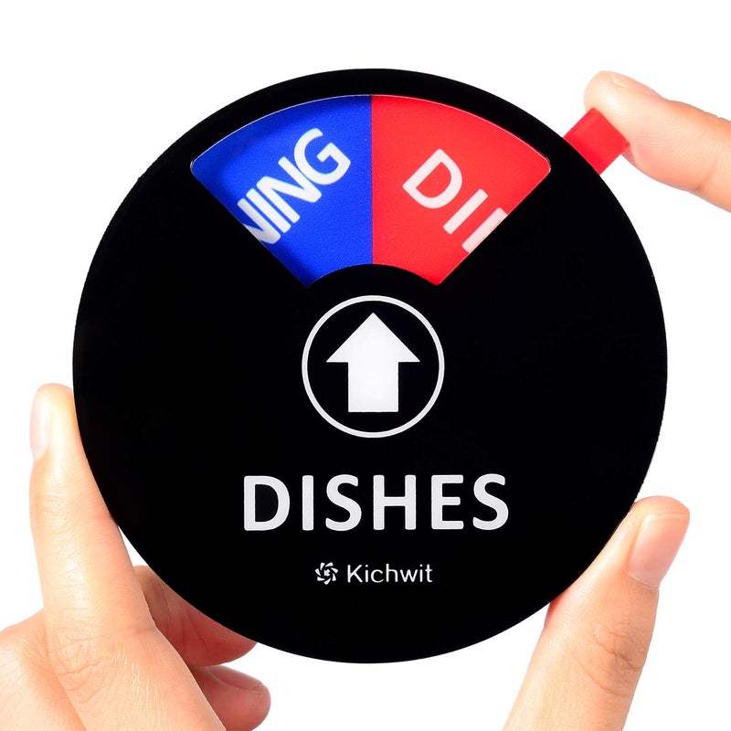 Kichwit Dishwasher Magnet Clean Dirty Sign Indicator with Running and Empty Options, Works on All Dishwashers, Non-Scratch Strong Magnetic Backing, Residue Free Adhesive Included, 4 Inch, Black - Image 3